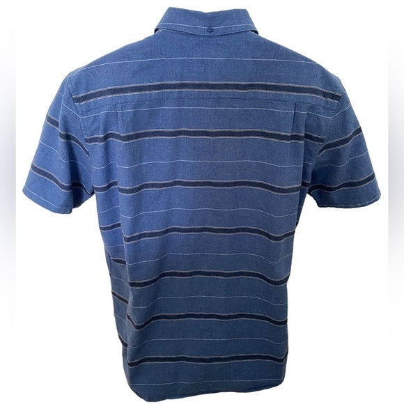 HURLEY Stripe Blue Casual Short Sleeve Collared Shirt Men L Large Classic Fit - Picture 3 of 6